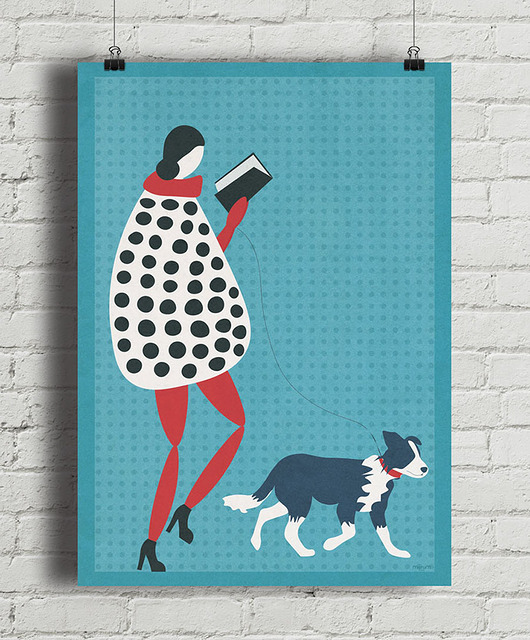 plakaty Plakat - Zaczytany spacer z psem