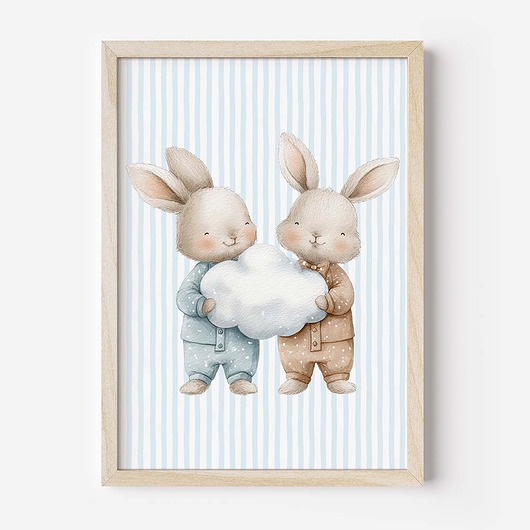 obrazy i plakaty do pokoju dziecięcego Plakat Na Ścianę Dla Chłopca Niebieskie króliczki nr. 7
