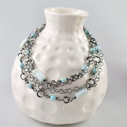 srebrne naszyjniki Larimar w srebrze - naszyjnik