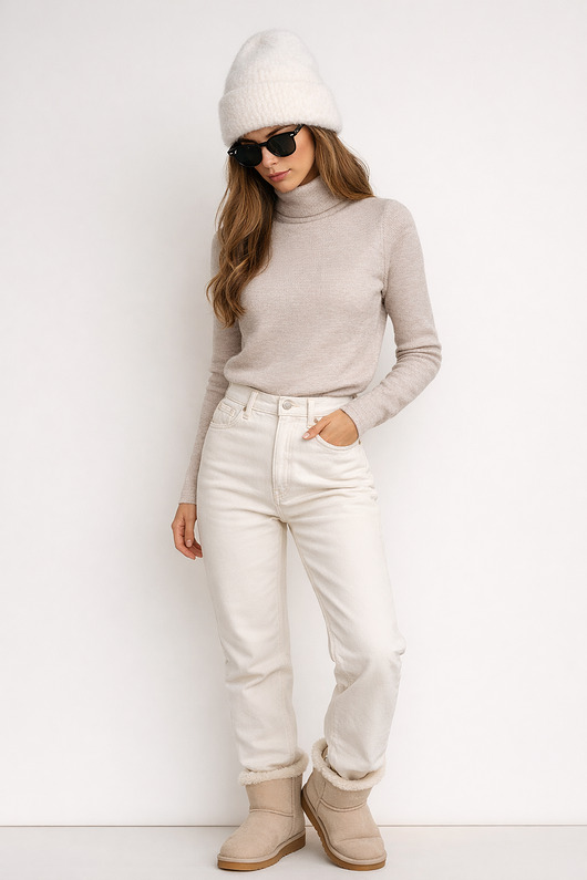 swetry damskie Damski golf z wełny merino rib