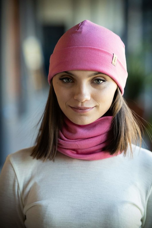 szale damskie Ana Moroles, Komin 100% merino, malinowy