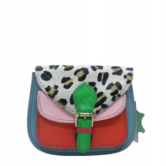 torby na ramię Torebka listonoszka damska skórzana pasek klapka wzór oryginalna OLIVKA