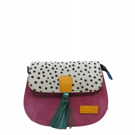 torby na ramię Torebka listonoszka zamszowa damska regulowany pasek kolorowa OLIVKA