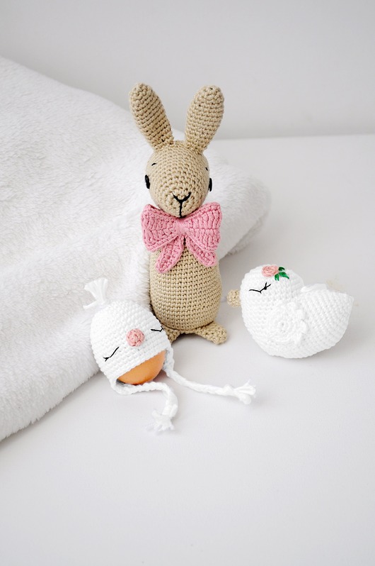 ozdoby wielkanocne Zestaw ozdób wielkanocnych - róż/beż