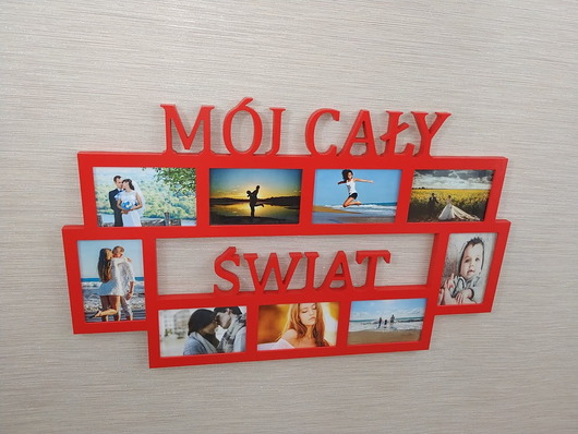 ramki na zdjęcia Multirama ramka na zdjęcie z napisem Mój cały świat mdf 9 zdjęć