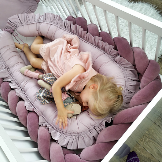 akcesoria do łóżeczek Ochraniacz do łóżka pleciony warkocz wrzos (3)