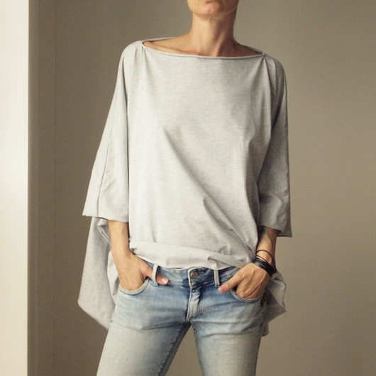 bluzki kimonowe damskie Bluzka narzutka szara