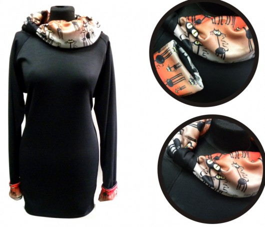 Długa bluza z kominem i z kotami:) Gaul Designs