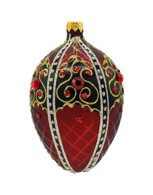 ozdoby choinkowe Bombka choinkowa: Ekskluzywne jajo Faberge z czarnym ornamentem: bordowe