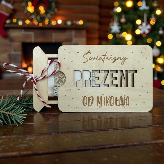 Boże Narodzenie - inne Pudełko na pieniądze PREZENT świąteczny Mikołaj PERSONALIZACJA