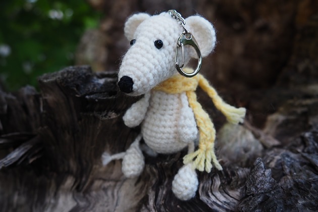 breloki BIAŁY SZCZUR - brelok, zawieszka do torby, plecaka, kluczy