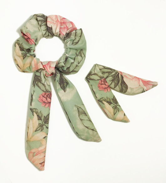 Frotka Scrunchie CHERRISH Zielone kwiaty cherrish
