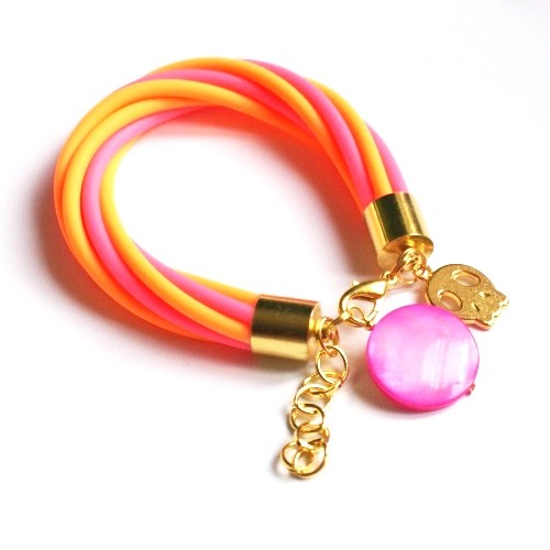 czaszki & ważki GLAM neon orange & pink kaktusia