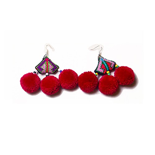 Koczyki etniczne Mien Buraczkowy Bright Boho old