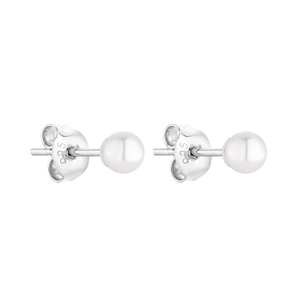 kolczyki pozłacane Srebrne kolczyki z białymi perłami SWAROVSKI CRYSTAL