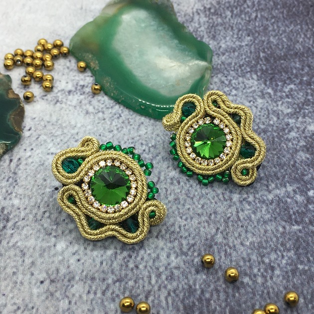 kolczyki soutache Kolczyki mini sutasz 1 zielone