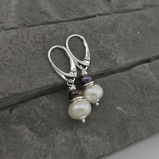 kolczyki srebrne Kolczyki srebrne Perły Duo