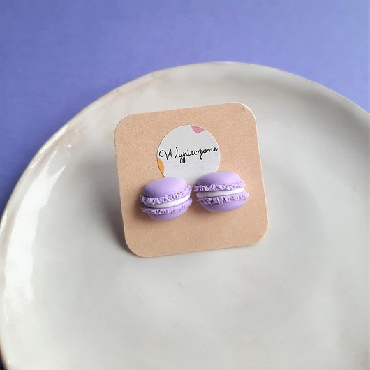 kolczyki z masy plastycznej Sztyfty fioletowe makaroniki z modeliny