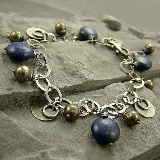 Lapis i piryt w duecie - bransoletka RayOfArt