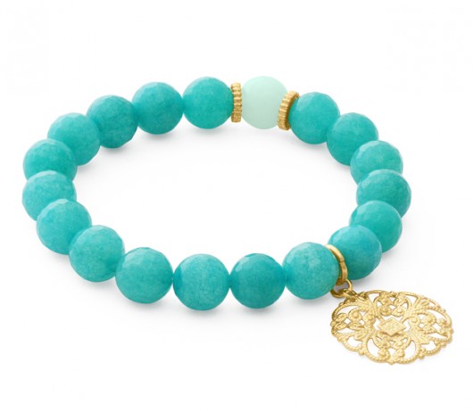 Turquoise jade with mint point & rosette pendant Lavoga