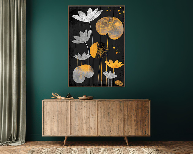 plakaty Liście lotusu - Plakat, druk - Chiński Orient, Harmonia Zen, Wabi Sabi #101