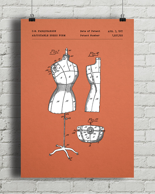 plakaty Plakat Manekin krawiecki - patent - rysunek techniczny
