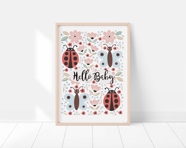 obrazy i plakaty do pokoju dziecięcego Plakat dziecięcy  - Biedronka i Motylek