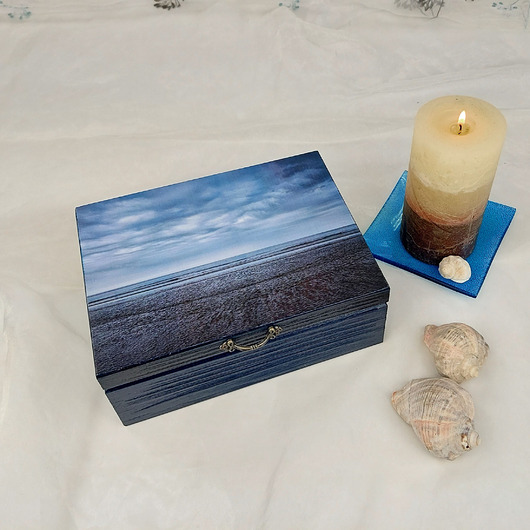 skrzynki, kufry i pudła Szkatułka - morski granat