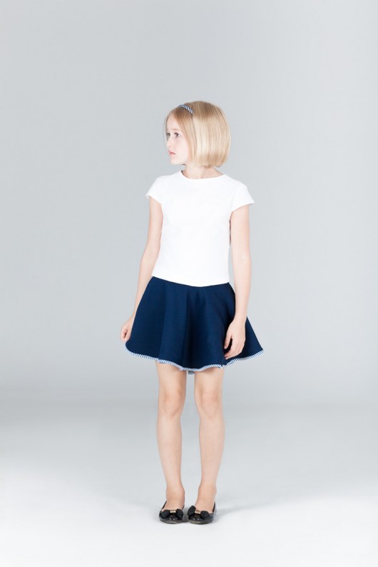 Granatowa spódnica z koła z lamówką LoliPopFashion