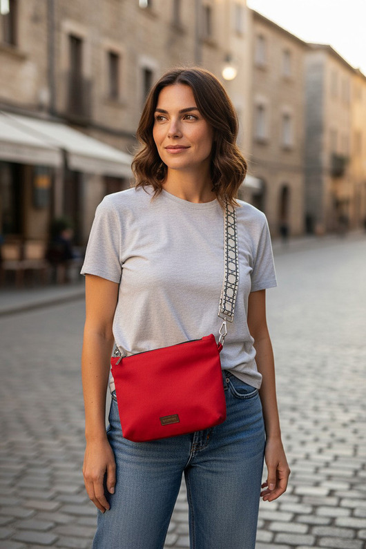 torebki mini Czerwona kopertówka z weluru