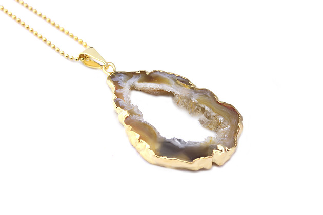 Colare Agat Plaster Geody Camel złoto Brazi Druse Jewelry