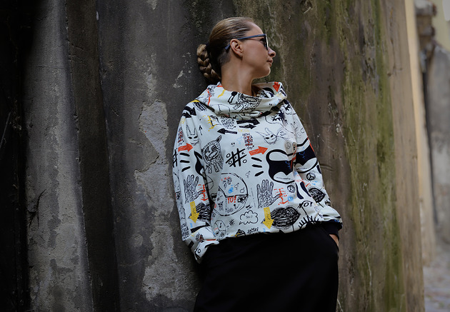 bluza z kapturem damska Bluza z kapturem z bawełny organicznej - DNA