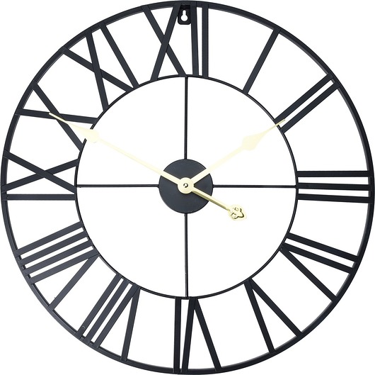 DUŻY ZEGAR ŚCIENNY METAL 57CM LOFT RETRO CZARNY PokaHome