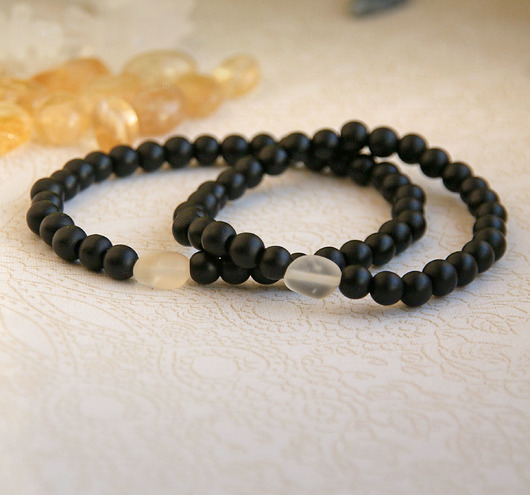 biżuteria męska KOMPLET dla PARY : cytryn, onyks