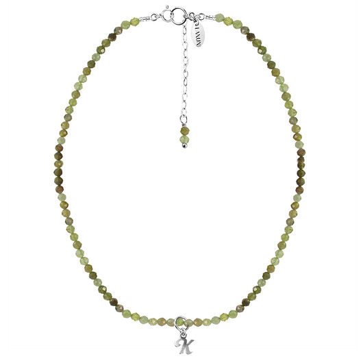 chokery CHOKER VERA z granatem i literką - srebrny