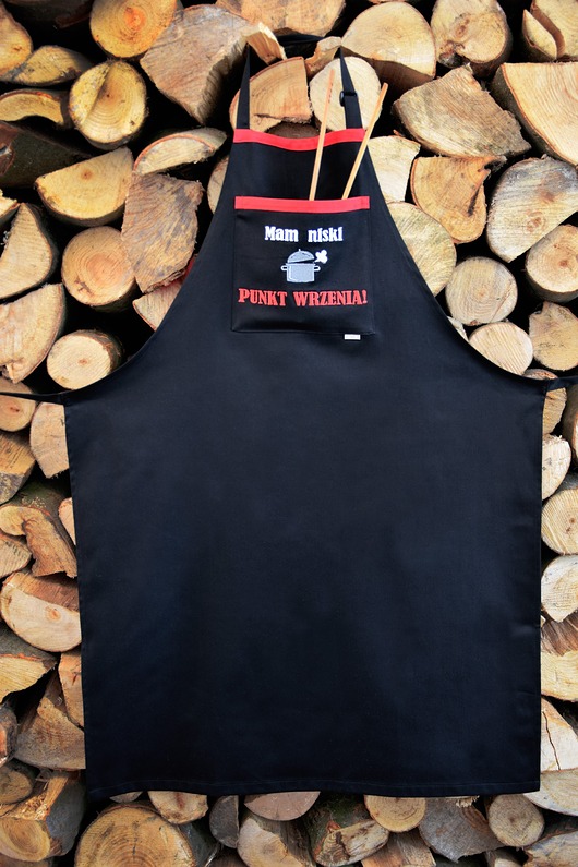 fartuchy kuchenne Fartuch Kuchenny CZARNY bawełniany haftowany Punkt wrzenia EXTRA PREZENT