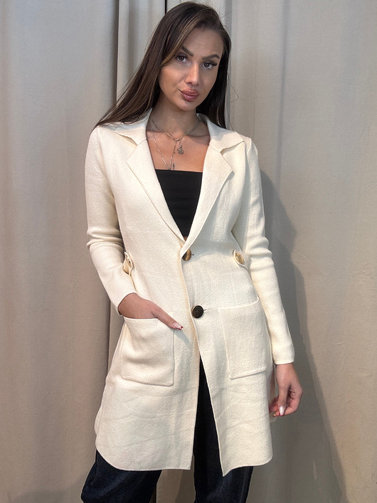 kardigany damskie Elegancki kardigan Ecru