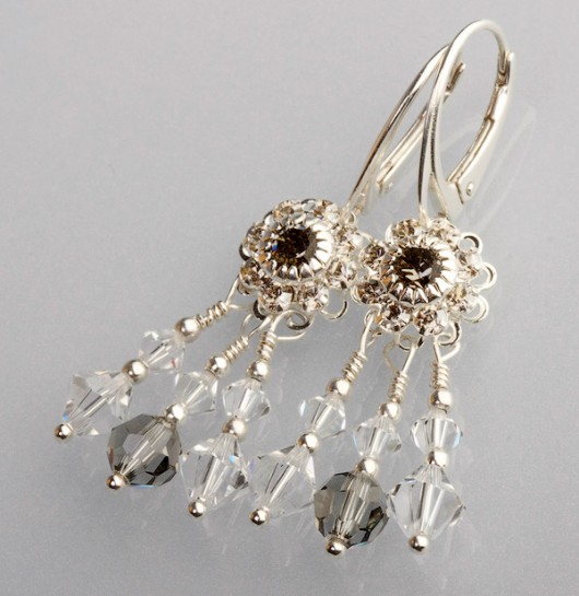 kolczyki kwiatowe z kryształami Swarovski mellody
