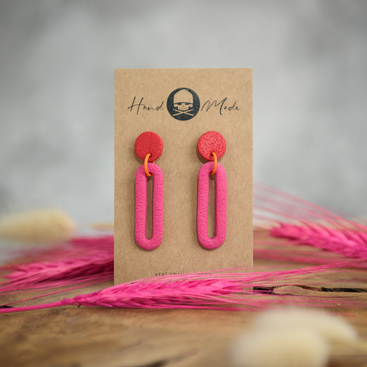kolczyki z masy plastycznej Kolczyki Emma - różow-czerwone