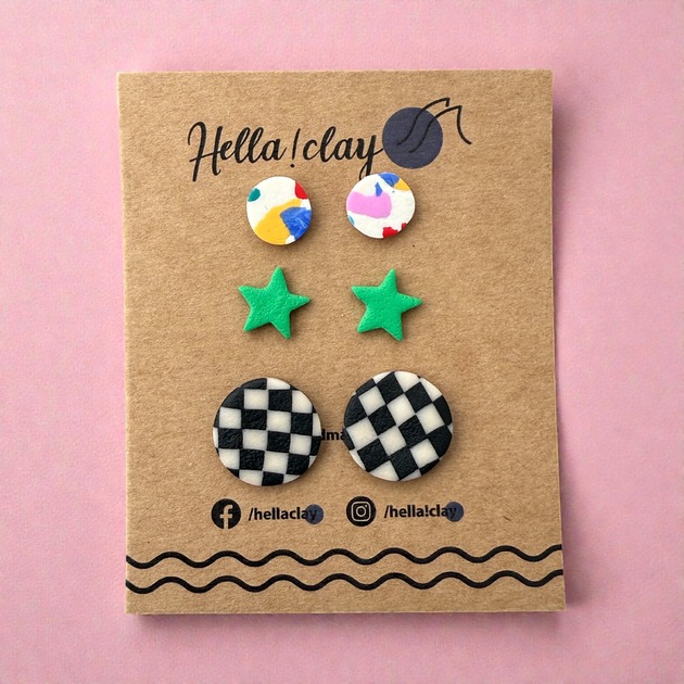 kolczyki z masy plastycznej Minikolczyki 3pack