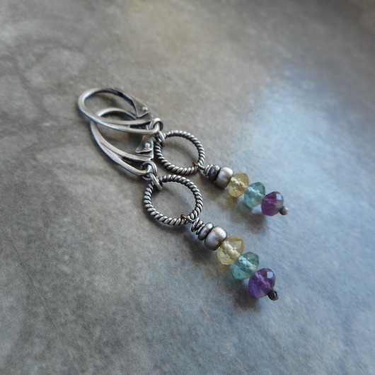 kolczyki srebrne Fluoryty srebro 925