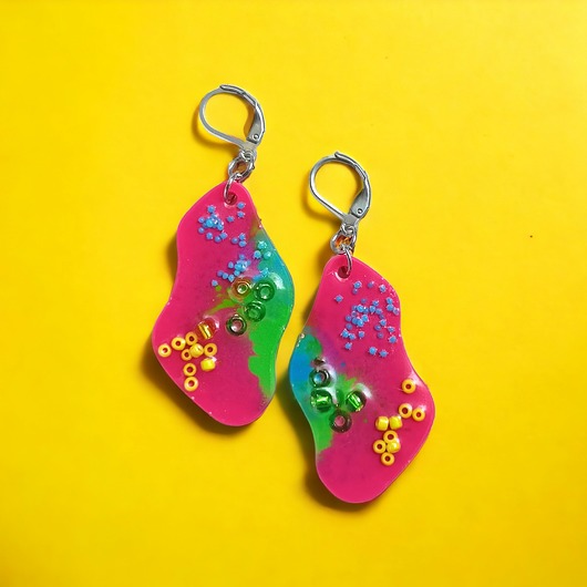 kolczyki z żywicy UNIKATOWE kolczyki z żywicy : kolekcja CMYK : L