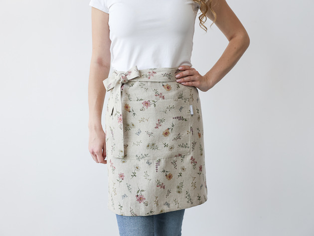 fartuchy kuchenne Lniany fartuszek zapaska WILD FLOWERS