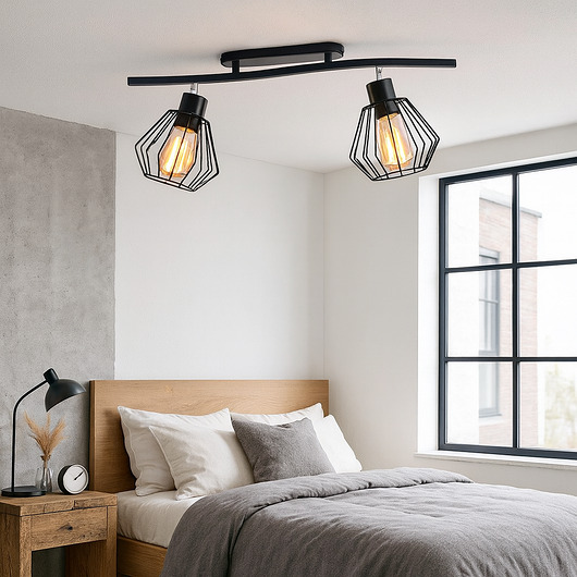 plafony Czarna 2-płomienna lampa sufitowa do salonu z regulacją VOSS LOFT