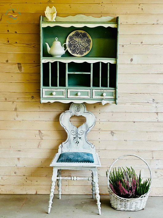 półki Ręcznie stylizowana półka rustykalna z szufladkami