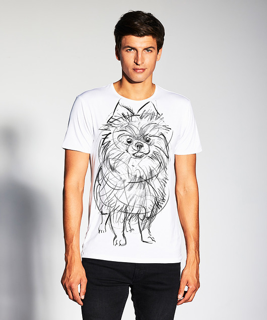 t-shirty męskie Pomeranian Dog Men's T-shirt white