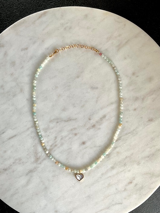 chokery Naszyjnik z amazonitu z sercem