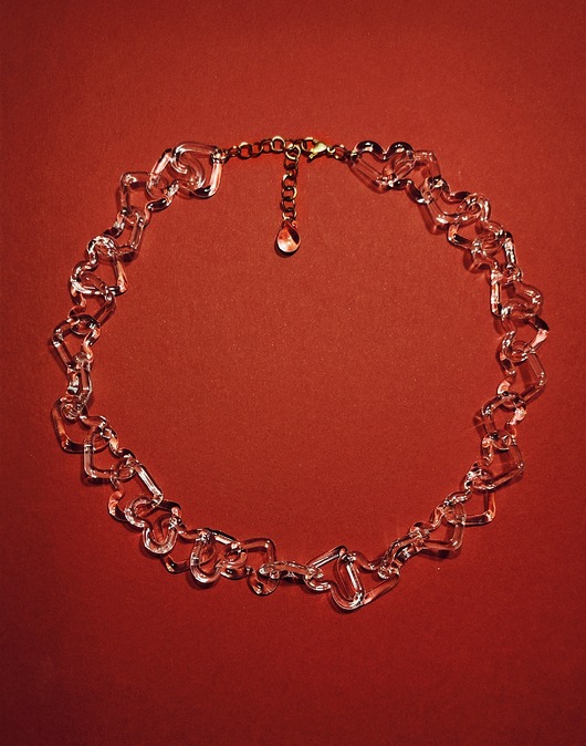 kolie Szklany naszyjnik łańcuch z motywem serca VALENTINE