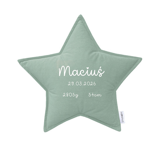poduszki do pokoju dziecka Poduszka gwiazdka personalizowana metryczka imię dziecka MINT