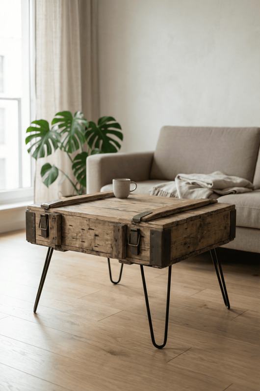 stoliki kawowe Stolik kawowy retro, vintage skrzynia wojskowa